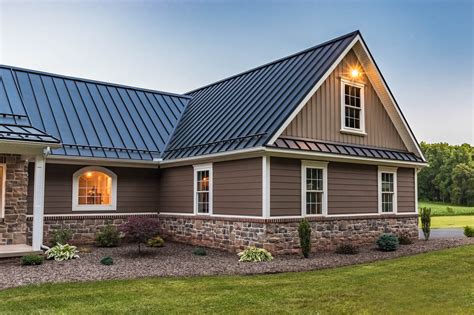 house with brown siding and tan metal roof|11 Stunning Metal Roof and Siding Color .